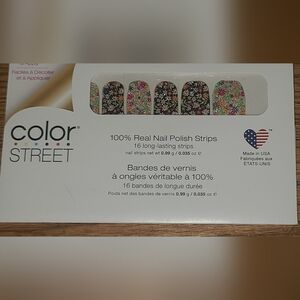 Color Street Daisy Me Rolling Silver & Black Floral Nail Polish Strips